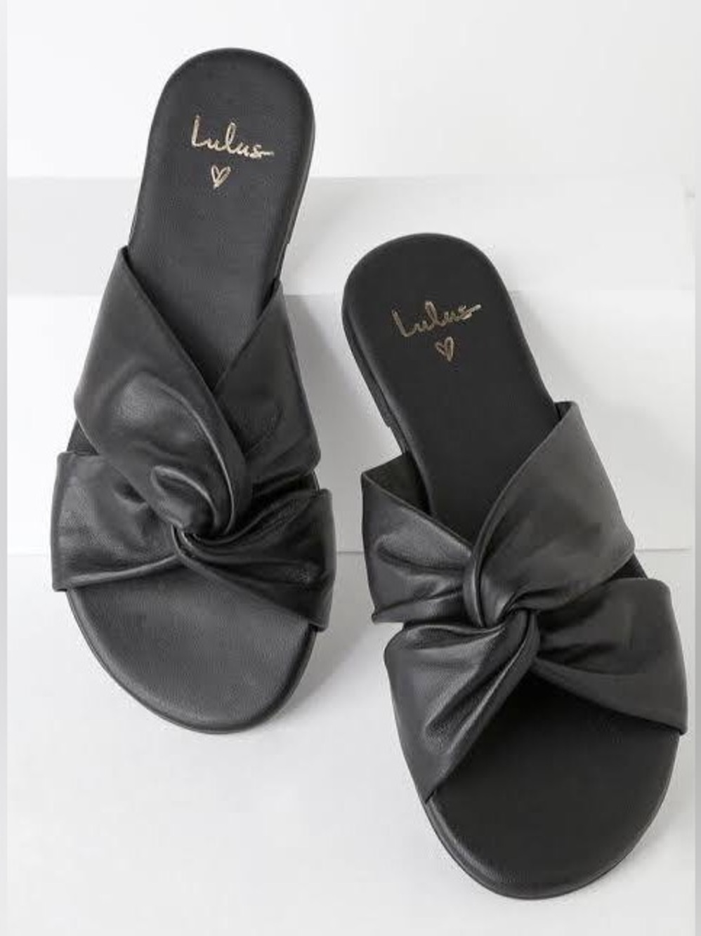 Lulu's Tilly Black Nappa Leather Slide Sandals